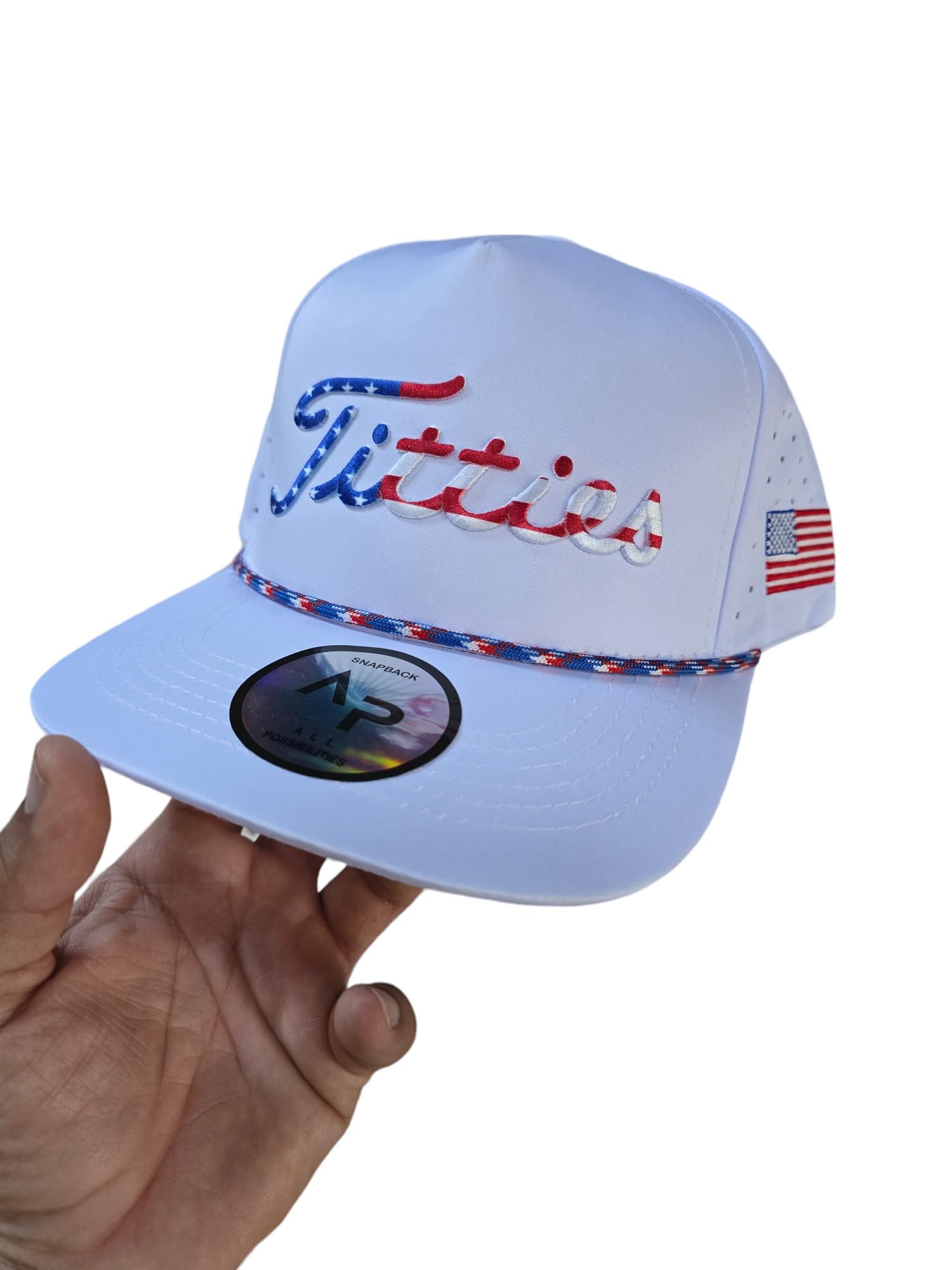 All Possibilities 369 USA Titties Gray with White Mesh Golf Hat Men Women Funny Baseball Cap Trucker Hat (US, Alpha, One Size, White)