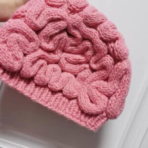 AlmondJoy Brain Beanie Hat Gothic Punk Knit Cute Beanie Alt Y2K Accessories Punk Knitted Headwear Christmas Halloween (Pink)