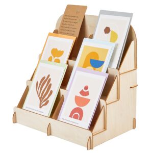 superfindings 6 shelves wooden card display stand self-installing business card display rack mini craft show case sticker tape organiser 30x20x30cm