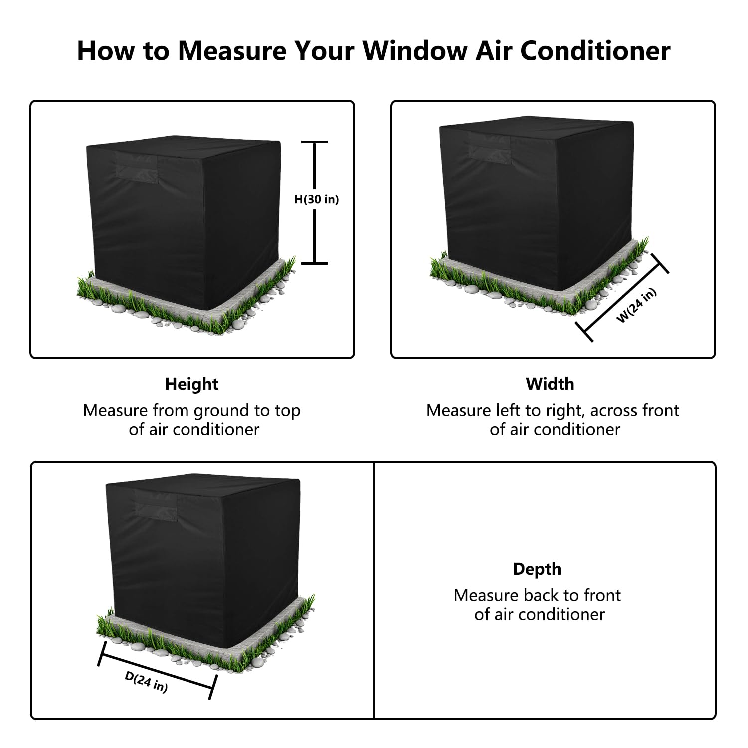 Aozzy Central Air Conditioner Covers for Outside Units Heavy Duty Ac Cover for Outdoor Unit Square Winter Withstand The Rain and Snow, Or Nuts Fit Up to 24x24x30 inchs