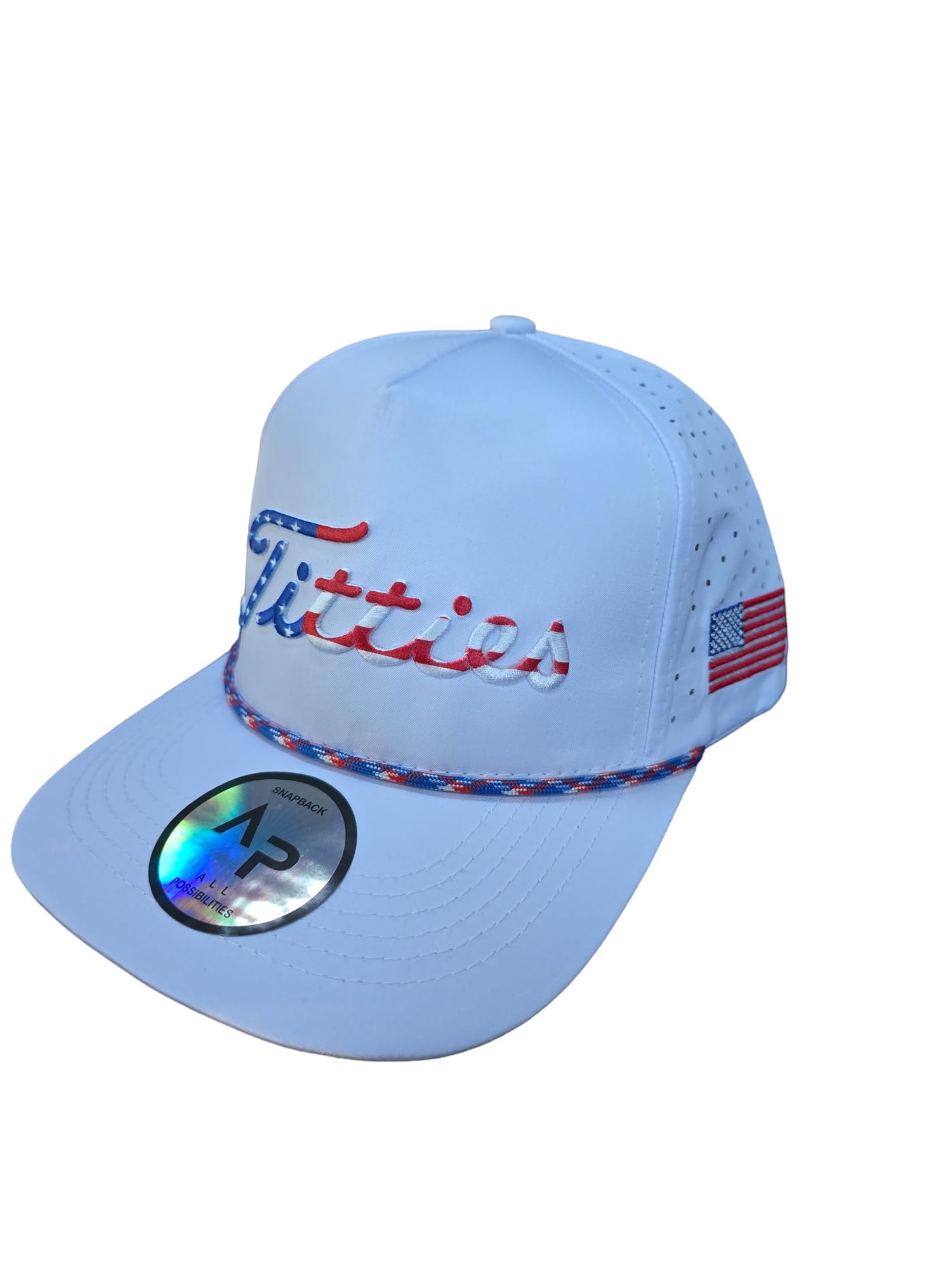 All Possibilities 369 USA Titties Gray with White Mesh Golf Hat Men Women Funny Baseball Cap Trucker Hat (US, Alpha, One Size, White)