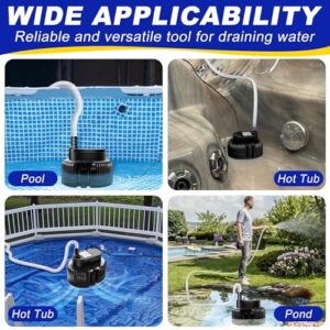 UniWater Pool Cover Pump above Ground-Submersible Sump Pump Swimming Water Removal Pumps, Sump Pump for Pool Draining with 16ft Drainage Hose & 25 ft Extra Long Power Cord,850 GPH,3 Adapters-Black