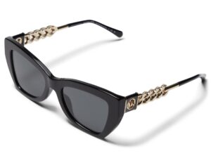 michael kors eyewear women's mk2205 montecito butterfly sunglasses, black/dark grey solid, 52 mm