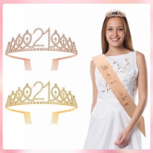 Birthday Girl Sash, 21st Rose Gold Tiara Crown & Headband - Birthday Gifts & Decorations