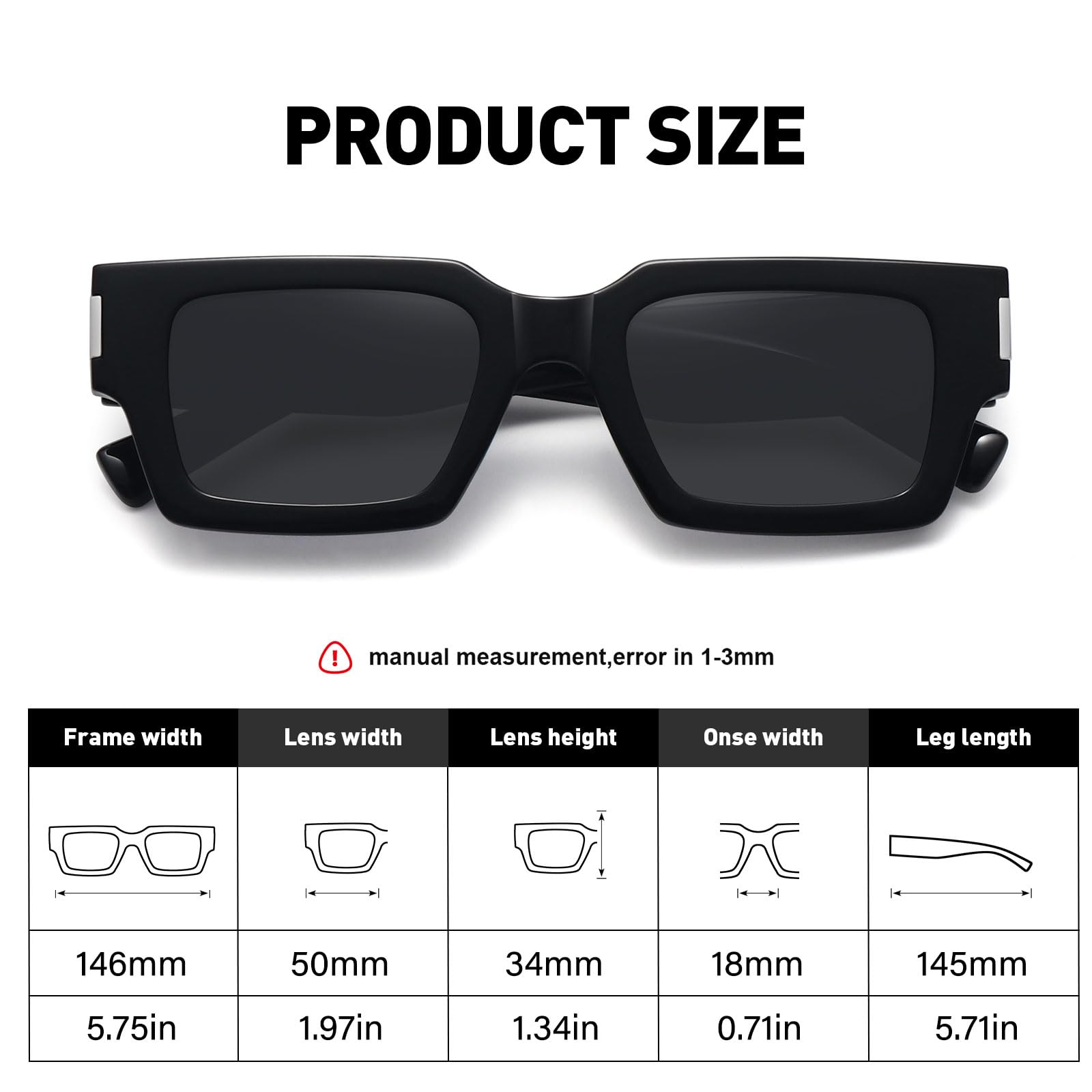 Fozono Retro Small Rectangle Sunglasses Women Men Square Narrow Sun Glasses Trendy 90s Shades FZN804 - Glossy Black/Grey