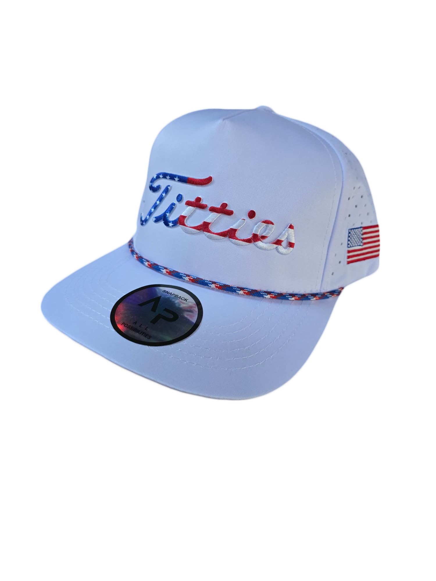 All Possibilities 369 USA Titties Gray with White Mesh Golf Hat Men Women Funny Baseball Cap Trucker Hat (US, Alpha, One Size, White)