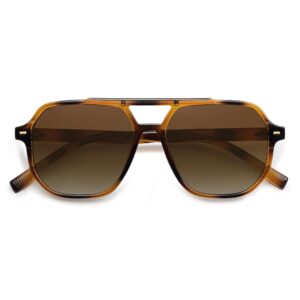 SOJOS Retro Trendy Aviator Polarized Sunglasses Men Women Vintage 70s Square Stylish Frame Sun Glasses SJ2283 Tortoise Brown Grading Lens