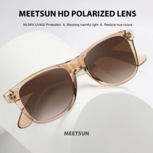 MEETSUN Polarized Sunglasses for Women Men Classic Retro Sun Glasses for Driving UV400 (3 Pack) Black Brown Gradient