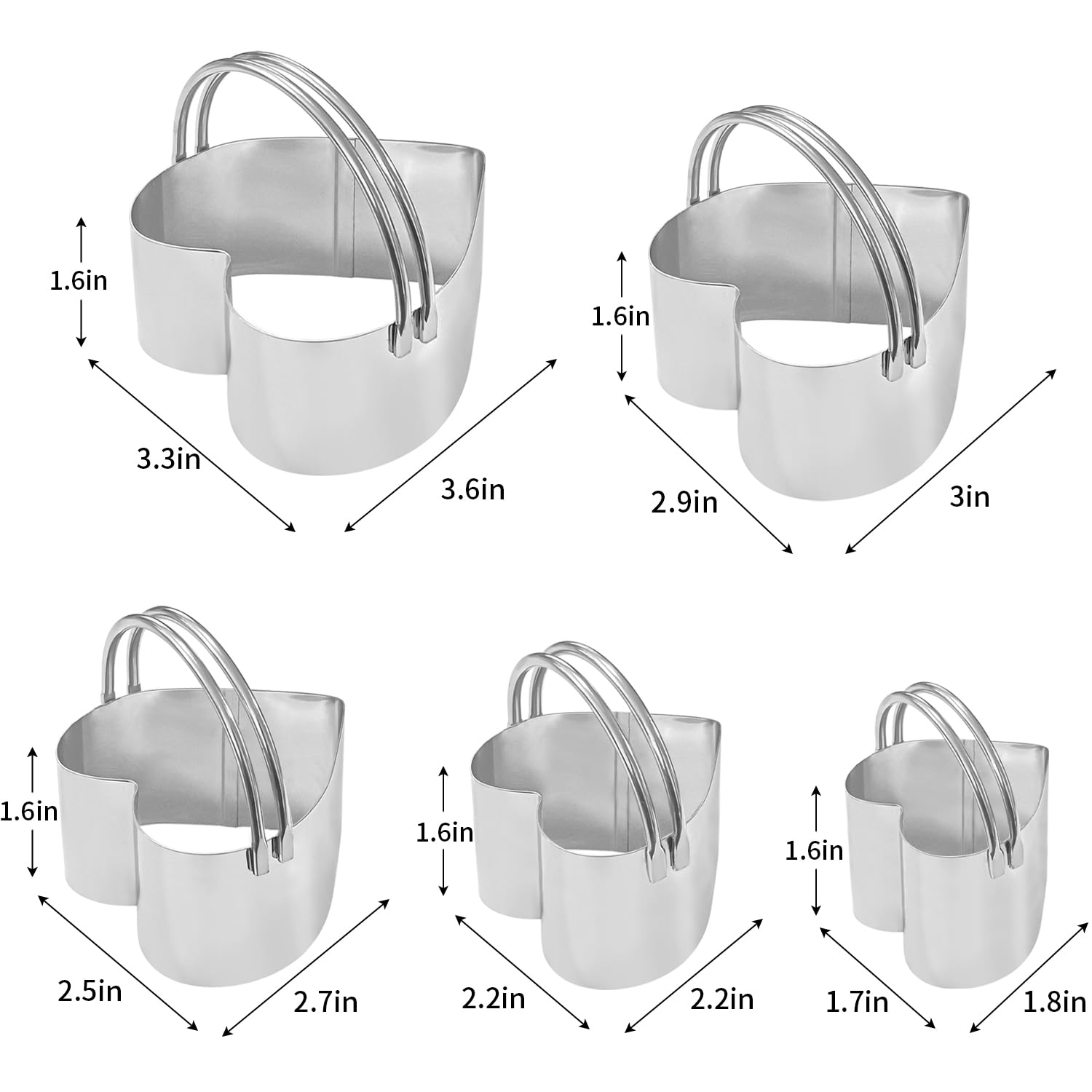 ALLTOP Biscuit Cutters with Handle, Stainless Steel Cookie Cutter, Professional Baking Essential Tools for Pastry, Scone, Donut - Heart Shaped