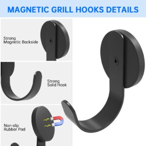 IRONDIY 3 Pack Magnetic Grill Hooks,Outdoor Magnet Hooks for Grills,Grills Magnetic Hooks for Kitchen,Grill Accessories for Hanging Barbecue Tools,Kitchen,Refrigerator