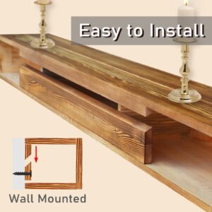 60 Inch Fireplace Mantel, Farmhouse Floating Fireplace Mantle, Wall Mounted Solid Rustic Wood Shelf, with Groove for Better Fireplace Decor and Frame Display (60" W x 8" D x 6" H)