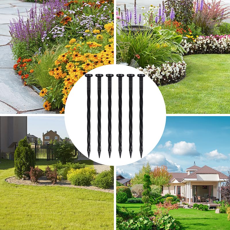 Darcvds 25PCS 8 Inch Plastic Landscape Anchoring Spikes, Garden Spiral Landscape Spikes for Weed Barrier, Paver Edging, Artificial Turf, Grass Pathways etc.