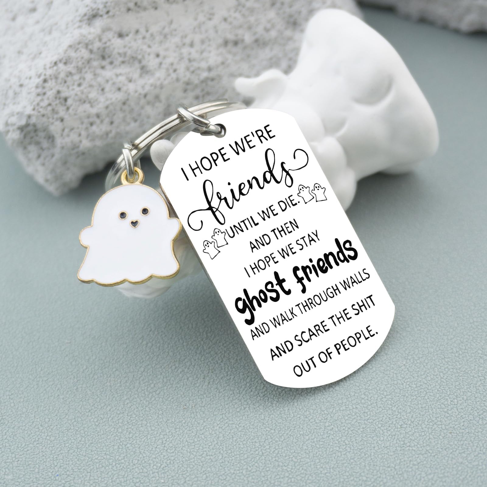 AOBIURV Halloween Gifts Best Friend Keychain Gifts For Women Friends Birthday Gifts Cute Keychain Gift For Friend Bestie Gift BFF Gifts Friendship Gifts For Women Ghost Keychain Keyring