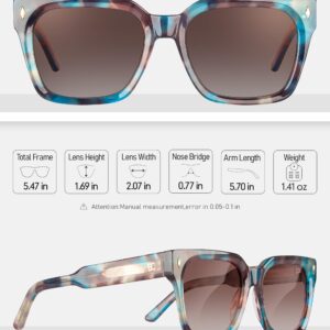 BIRCEN Polarized Trendy Sunglasses for Women: UV Protection Womens and Mens Square Shades with Acetate Frame BC2003