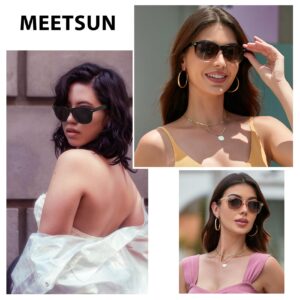 MEETSUN Polarized Sunglasses for Women Men Classic Retro Sun Glasses for Driving UV400 (3 Pack) Black Brown Gradient