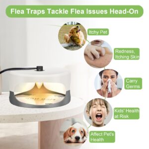 KILSACO Flea Trap for Inside Your Home 2 Packs - Premium Electric Flea Traps, Natural and Child-Friendly Indoor Flea Control for Home & Garage with 5 Glue Disc Refills and 5 Lightbulbs