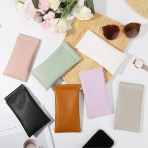 QSCFKL 4Pcs Squeeze Top Glasses Case, Glasses Cases Soft, Portable Sunglass Case Soft Leather Eyeglass Case for Women Men Kid