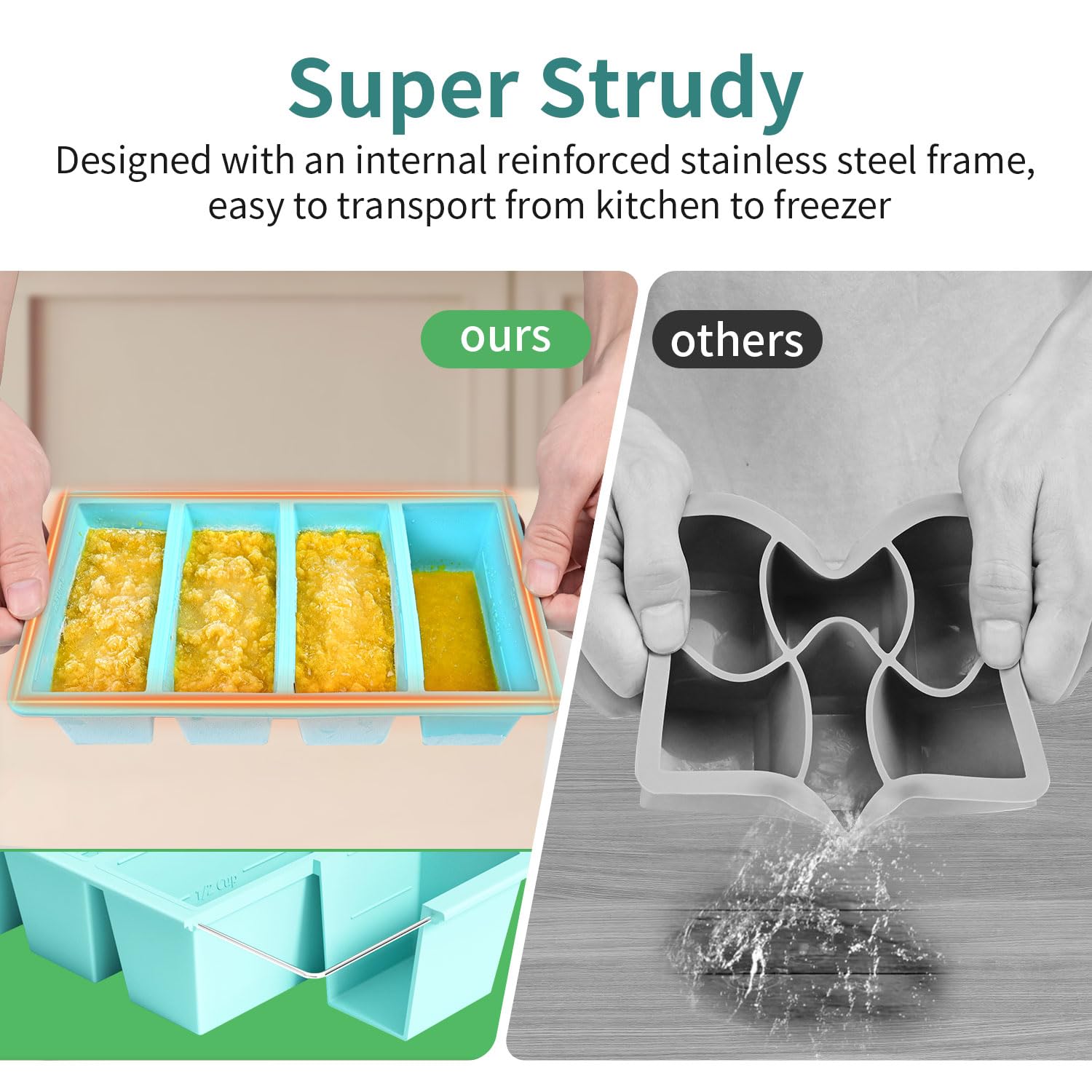 Silicone Freezer Tray for Sauce Cube: GGOW Silicone Freezing Tray for Broth Soup Storage - Freeze 250mL 125mL Souped Portion