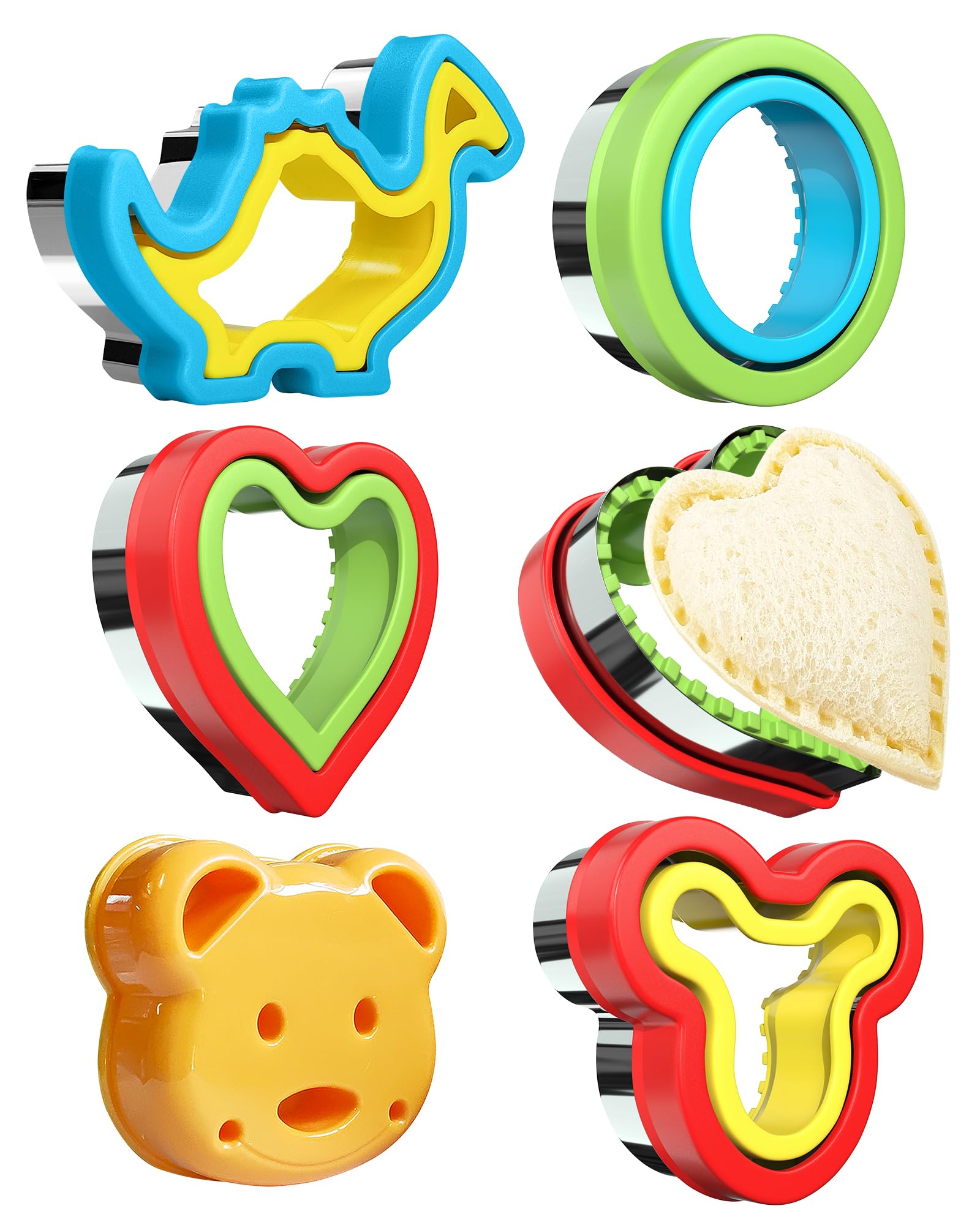 Sliafwh Sandwich Cutter and Sealer for Lunch - 5 PCS Uncrustable Maker for Lunchbox and Bento Box - Cookie Cutters for Boys Girls