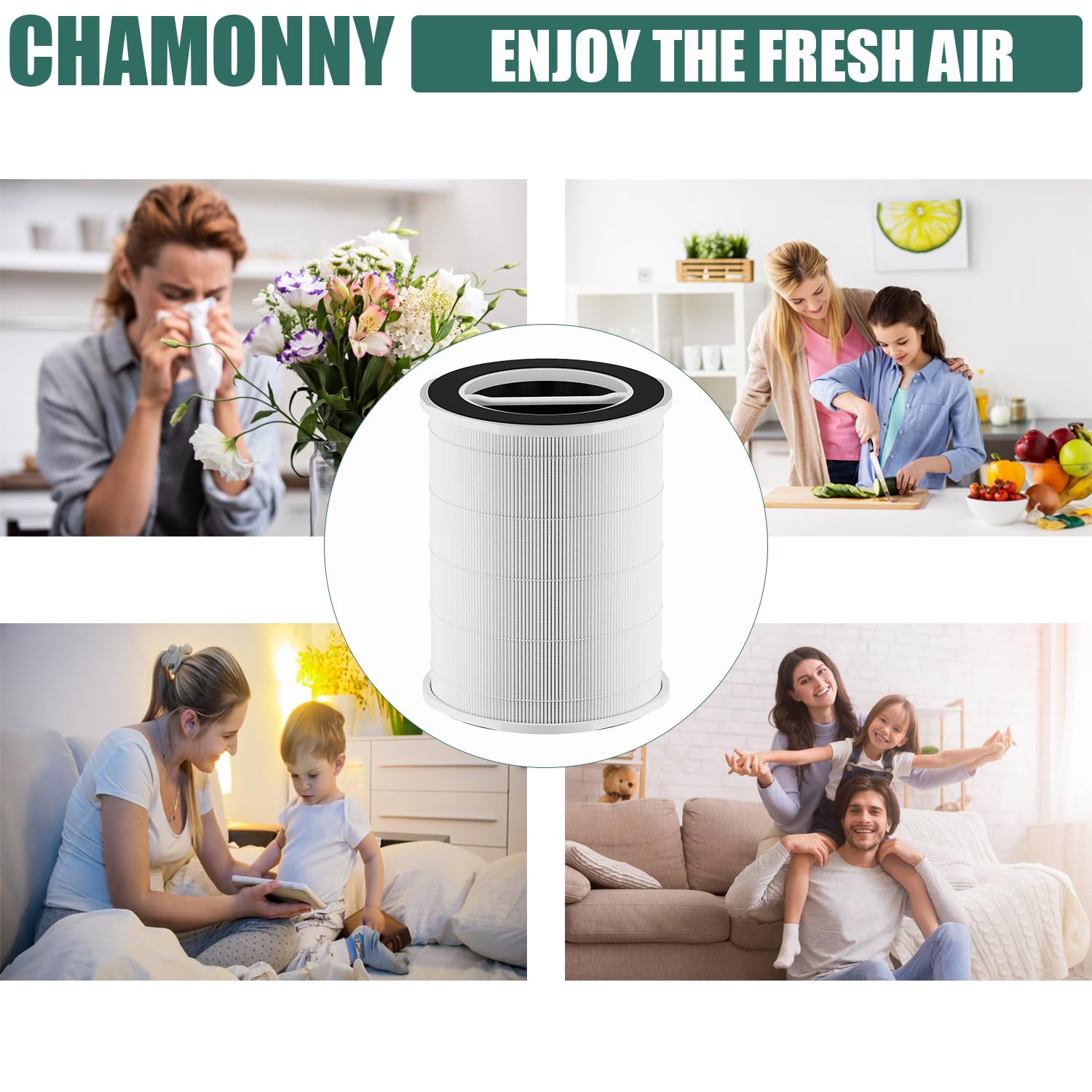 CHAMONNY P200S/G200S Filter Replcement, Compatible with Ganiza G200S/G200 and Welov P200S/P200 Pro Air Purifier, 3-in-1 H13 True HEPA Filter and Pre-Filter, 2 Pack