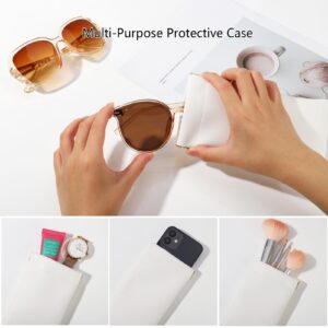 QSCFKL 4Pcs Squeeze Top Glasses Case, Glasses Cases Soft, Portable Sunglass Case Soft Leather Eyeglass Case for Women Men Kid