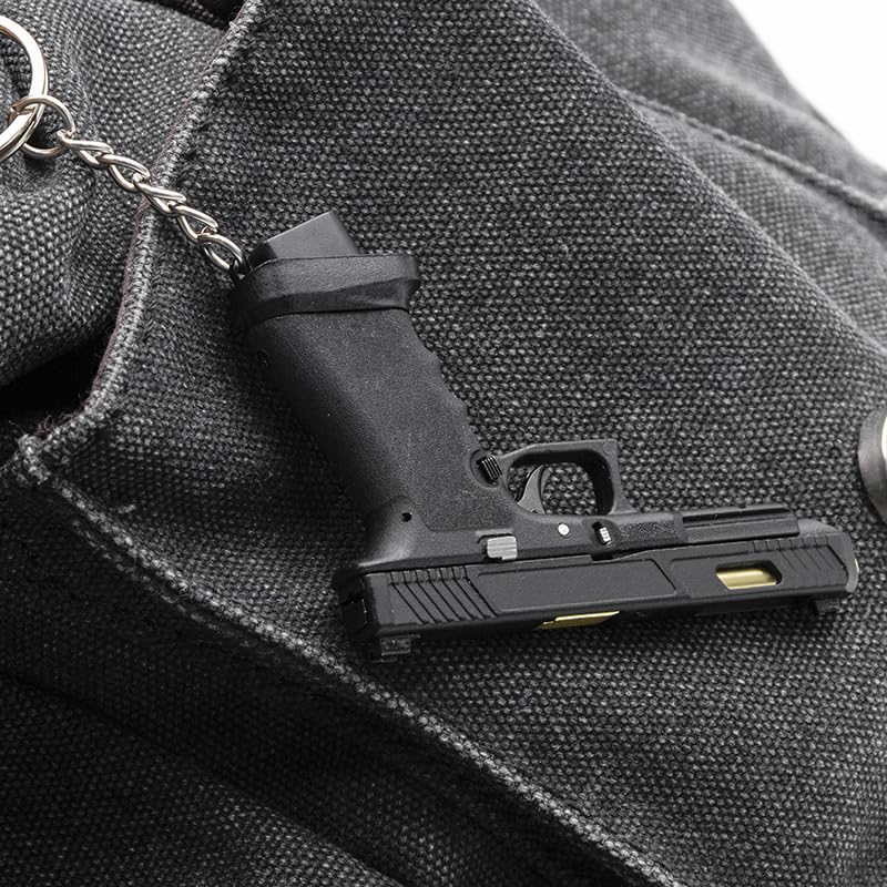 Keychain Mini Tactical Key Chain Collection Gift Pendant Ornament Collection for Boyfriend Men Army Fan (G34-Black)