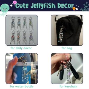 Agromusk Jellyfish Keychain,Cute Y2K Car Keychains for Women Girls Jellyfish Bag Charms Purse Accessories Star Jelly Decor (Pink Blue)