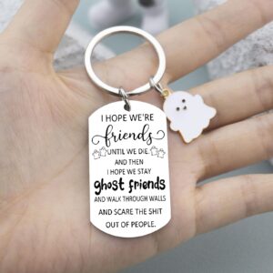 AOBIURV Halloween Gifts Best Friend Keychain Gifts For Women Friends Birthday Gifts Cute Keychain Gift For Friend Bestie Gift BFF Gifts Friendship Gifts For Women Ghost Keychain Keyring