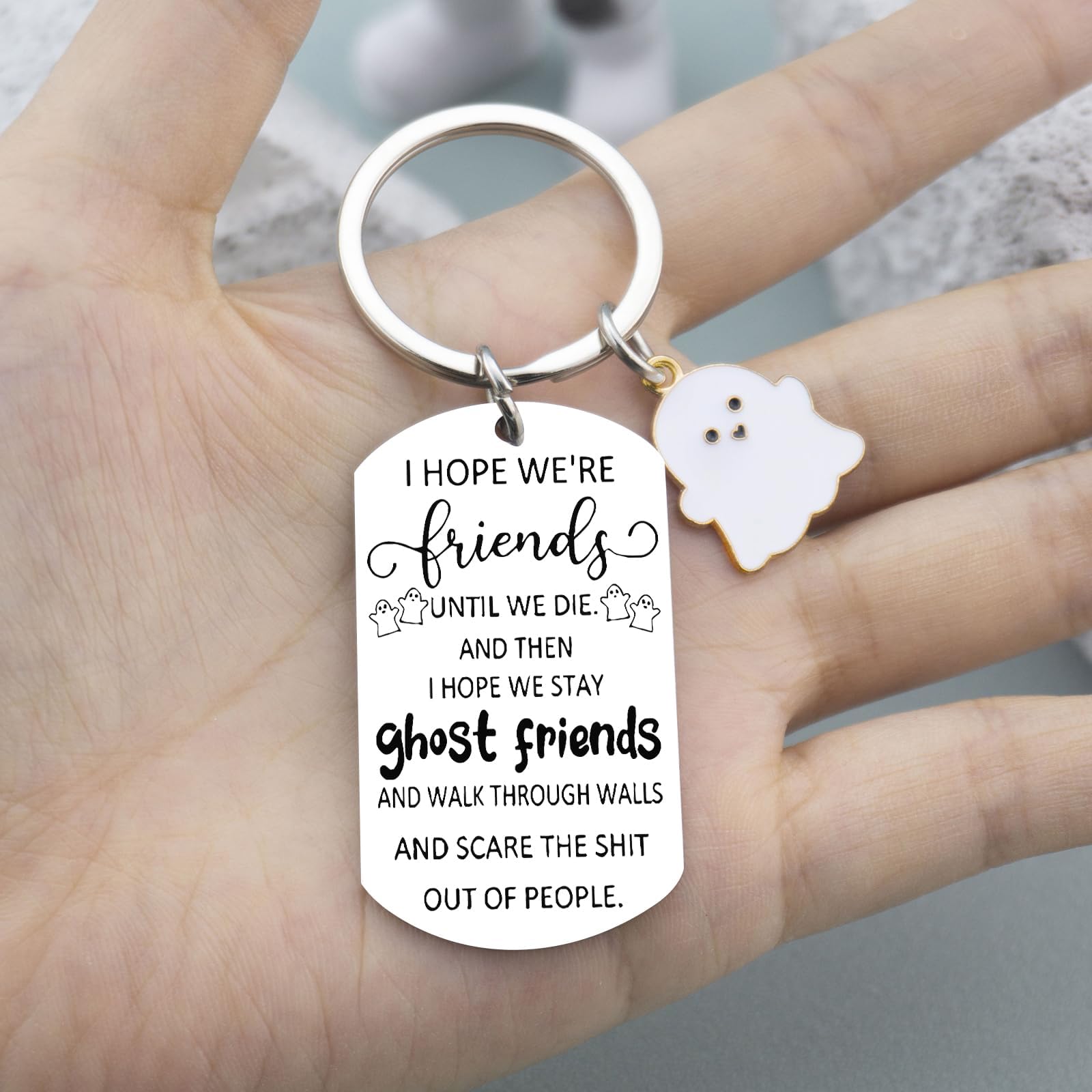 AOBIURV Halloween Gifts Best Friend Keychain Gifts For Women Friends Birthday Gifts Cute Keychain Gift For Friend Bestie Gift BFF Gifts Friendship Gifts For Women Ghost Keychain Keyring