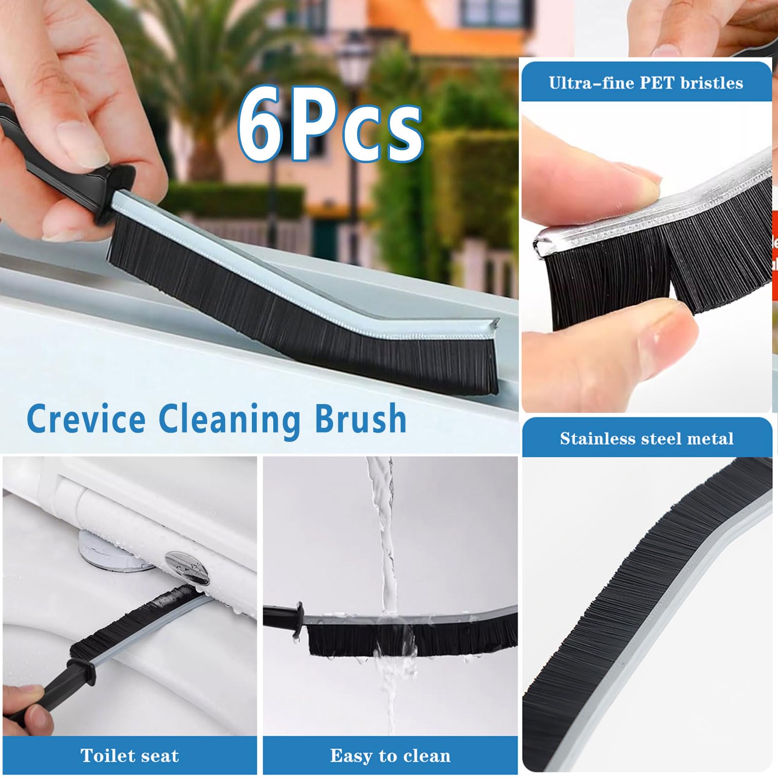 Crevice Cleaning Brush,New Multifunctional Cleaning Brush Tool, Bathroom Gap Brush, Home, Kitchen, Bathroom, Window, Vehicle, Faucets, Toilet,6Pcs