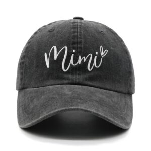 waldeal embroidered mimi hat, vintage washed adjustable baseball cap for grandma, black