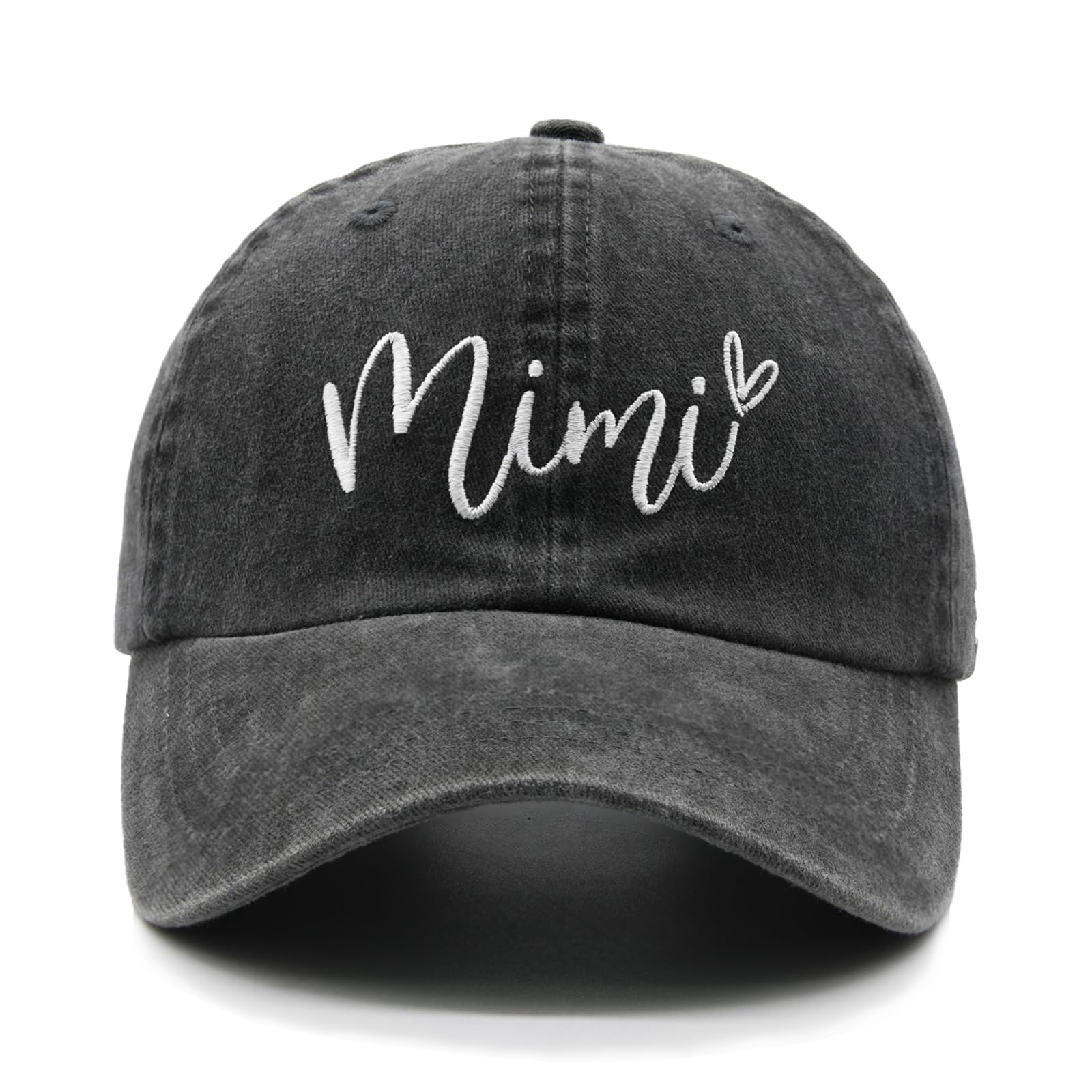 Waldeal Embroidered Mimi Hat, Vintage Washed Adjustable Baseball Cap for Grandma, Black