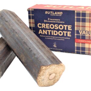 Rutland Creosote Antidote™, 3X Cleaning Power, Chimney Cleaning Fire Logs, 2-Pack Creosote Sweeping Firelogs, 2.45 lbs Each Treatment, Made in USA