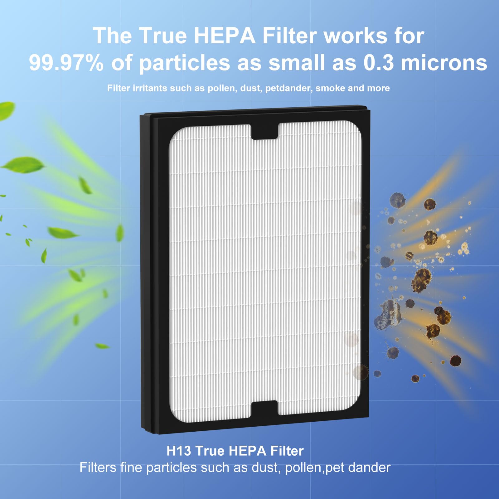 Ganteny Classic 200/300 Series Particle HEPA Filter Replacement Compatible with Blueair Classic 200/300 Series Air Cleaner Purifier Models 201, 203, 205, 215B, 250E, 270E, 303, 2 Pack