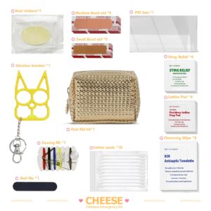 Kitgo Mini First Aid Emergency Clutch Kit -Mother Day Women's Day Gift Compact Safety Pouch Party Bag with 36 Essential Items for Girl Lady Mother Wife Nurse for Girl Lady Mother Wife Nurse (GOLD new)