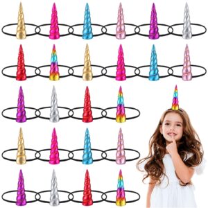 yuxung 24 pack unicorn horn headband unicorn headbands with elastic bands for girls adult women cosplay costumes accessories, 8 styles