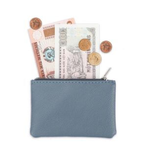 2 Pack Coin Purse, Portable PU Leather Coin Purse with Zipper Coin Purse Mini Change Purse Small Coin Purse for Women Credit Card Folded Bills ID Key Headset Lipstick (Black&Blue)