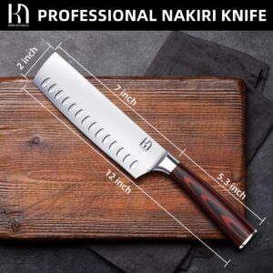 KnifeSaga 2023 Upgraded Nakiri Chef Knife Japanese Professional 7 Inch Sharp Meat Cleaver Kitchen Knives for Chopping Vegetable and Cooking, High Carbon Stainless Steel Asian Chopping Chefs Knife