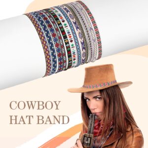 RUMIA 12 PCS Boho Hat Bands for Women Cowboy Stretchable Hat Bands Western Hat Belts for Boho Women Men Cowgirl Hats Accessories Adjustable Fedora Hat Decoration Suitable for 56-65cm