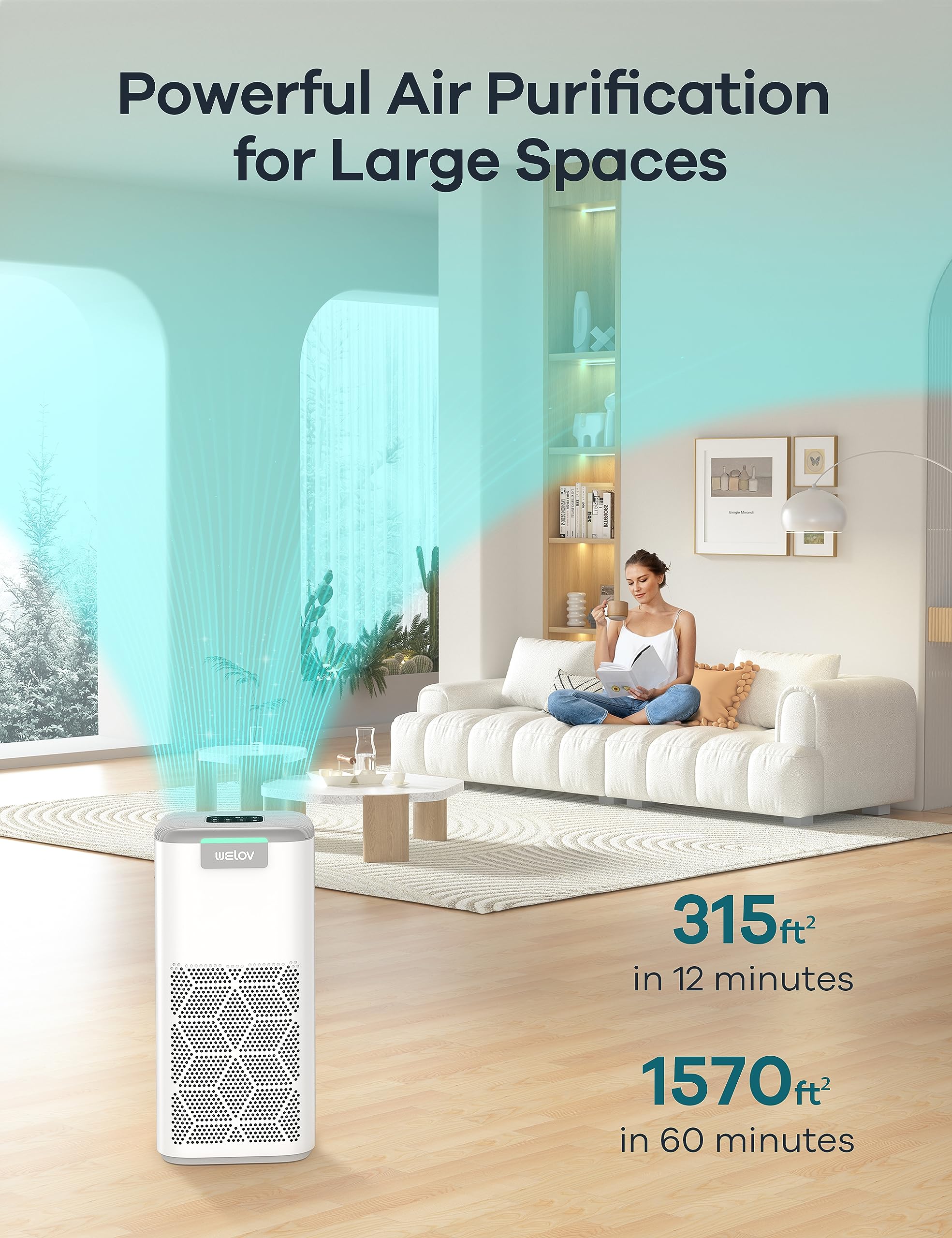 WELOV P200 PRO Air Purifiers with Pet Care Filter Bundle: Up to 1570 Ft² in 1 Hr With Air Quality Monitor, Smart WiFi, Alexa Control