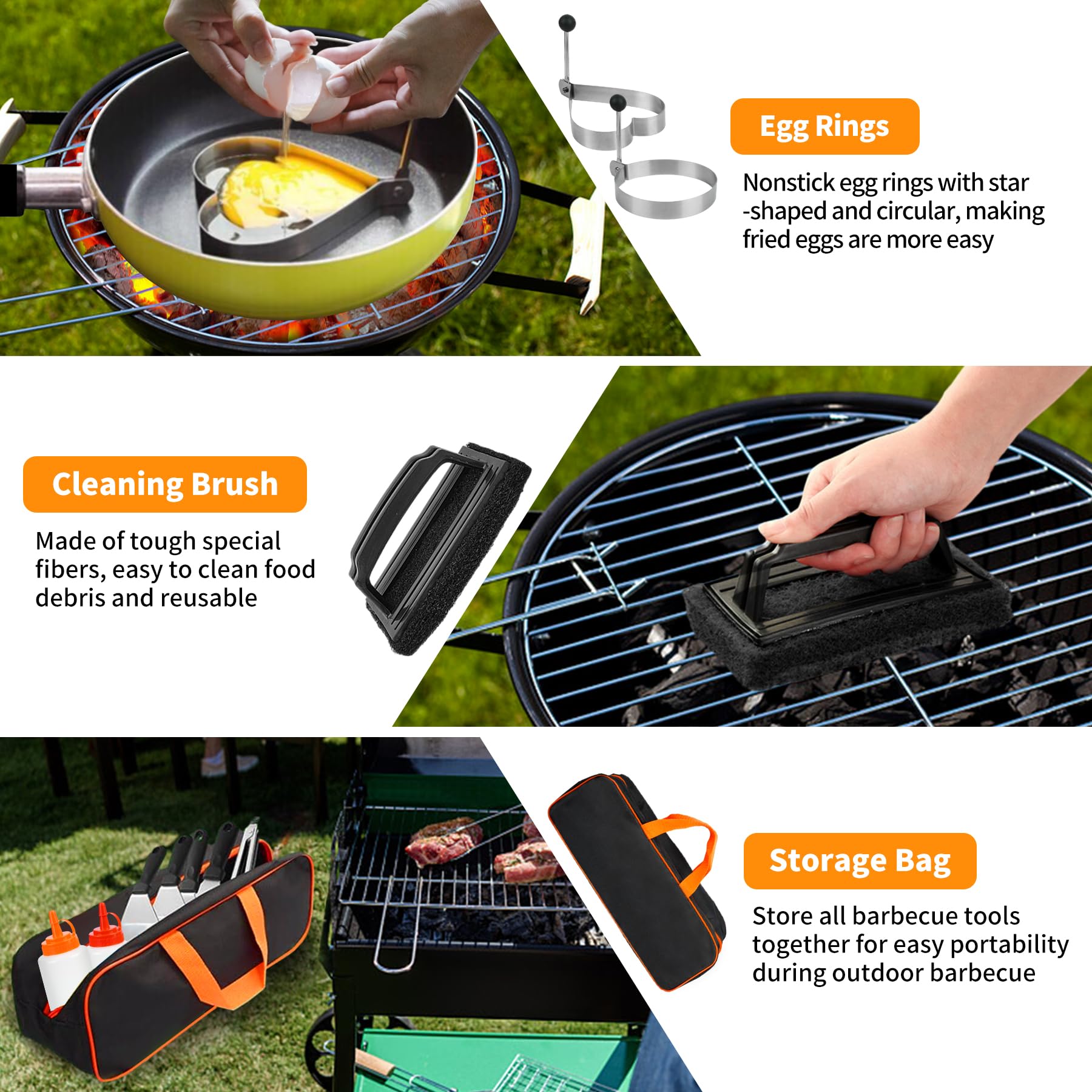 Lambada Griddle Accessories Kit, Flat Top Grill Accessories Set for Blackstone, 14Pcs Grilling Accessories with Enlarged Spatula Kit, Scraper, Basting Cover, for Camp Chef Outdoor BBQ