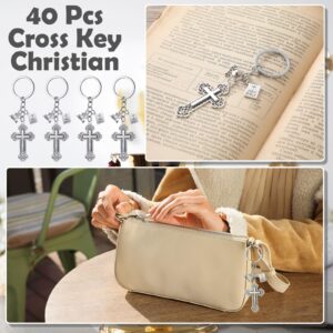 Loetere 40 Pcs Christmas Holy Bible Pendants Keyrings Jesus Christian Cross Keychain Favors Religious Key Holders Gifts