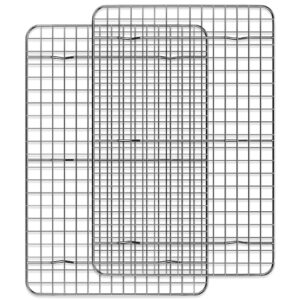 cooling rack for baking 2-pack, 15 x 10 inches baking rack, stainless steel wire cookie rack fits jelly roll sheet pan, oven safe for cooking, roasting, grilling