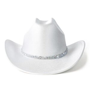 Lisianthus Glitter Cowboy Hat for Women and Men Party Disco Cowgirl Hat A-Sliver