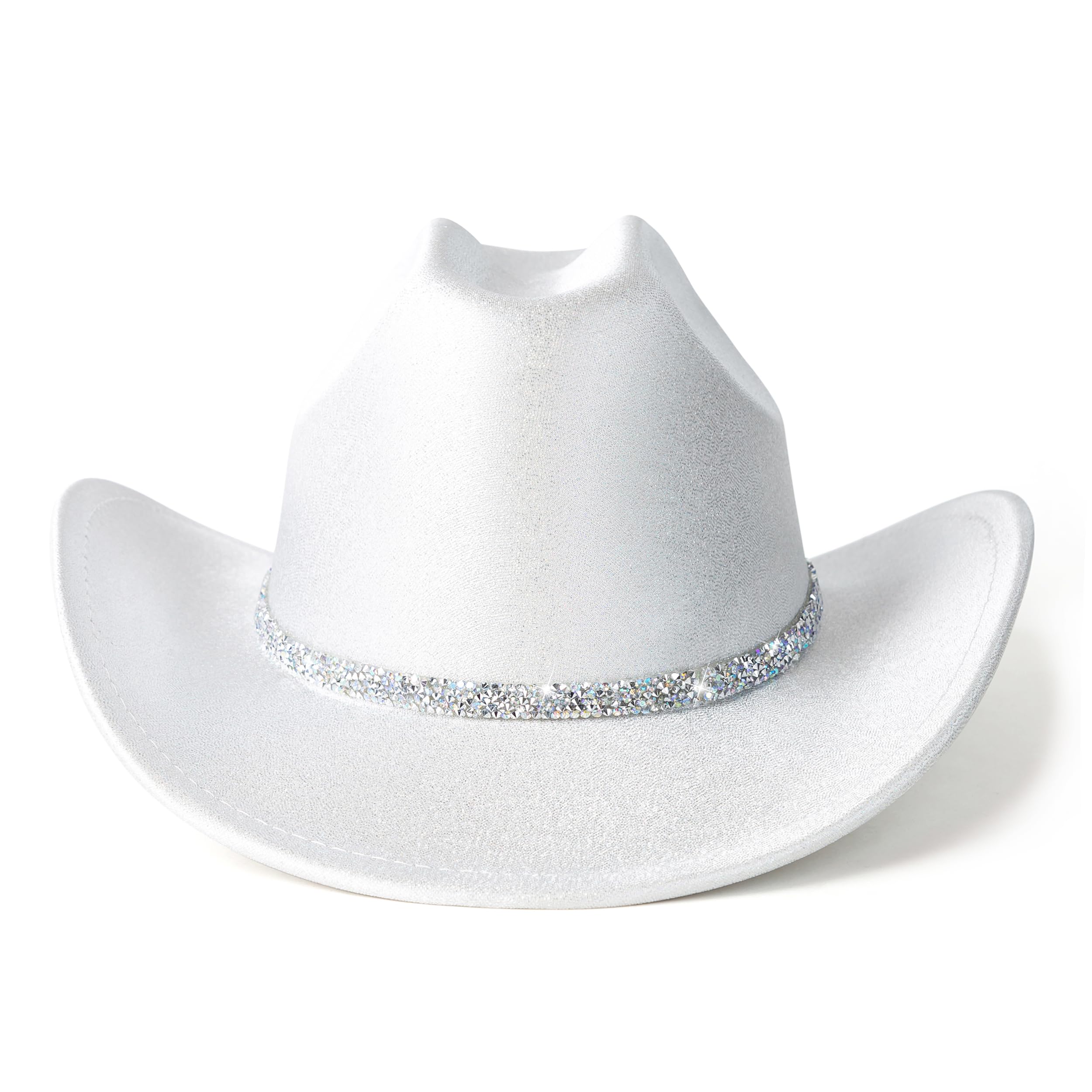 Lisianthus Glitter Cowboy Hat for Women and Men Party Disco Cowgirl Hat A-Sliver