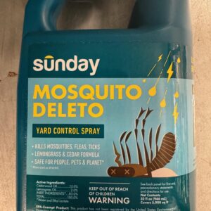 Sunday Mosquito Deleto - Mosquito Repellent & Bug Control Spray - Concentrated Lemongrass & Cedar Oils - for Mosquitoes, Fleas, & Ticks - Lasts up to 4 Weeks - Hose-On Sprayer, 32 Fl Oz