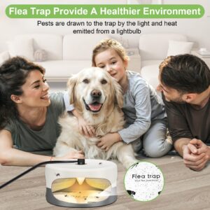 KILSACO Flea Trap for Inside Your Home 2 Packs - Premium Electric Flea Traps, Natural and Child-Friendly Indoor Flea Control for Home & Garage with 5 Glue Disc Refills and 5 Lightbulbs