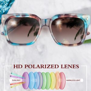 BIRCEN Polarized Trendy Sunglasses for Women: UV Protection Womens and Mens Square Shades with Acetate Frame BC2003