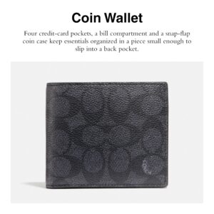 Coach Coin Wallet, Charcoal/Black