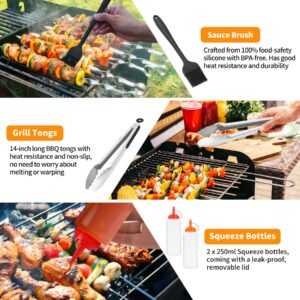 Lambada Griddle Accessories Kit, Flat Top Grill Accessories Set for Blackstone, 14Pcs Grilling Accessories with Enlarged Spatula Kit, Scraper, Basting Cover, for Camp Chef Outdoor BBQ